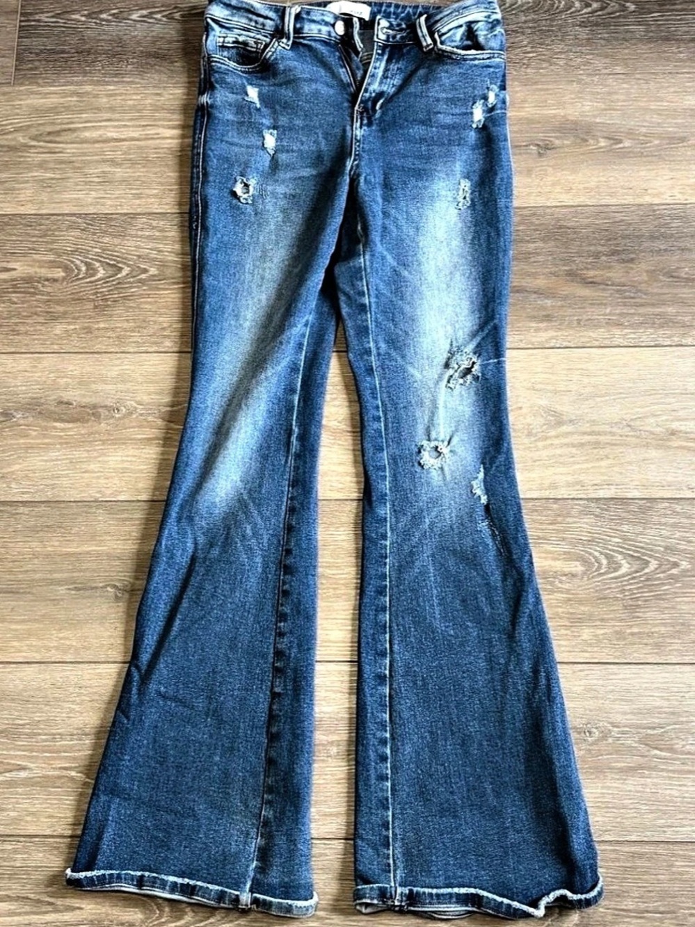 Vervet Distressed Flare Jeans in Blue Waist 27